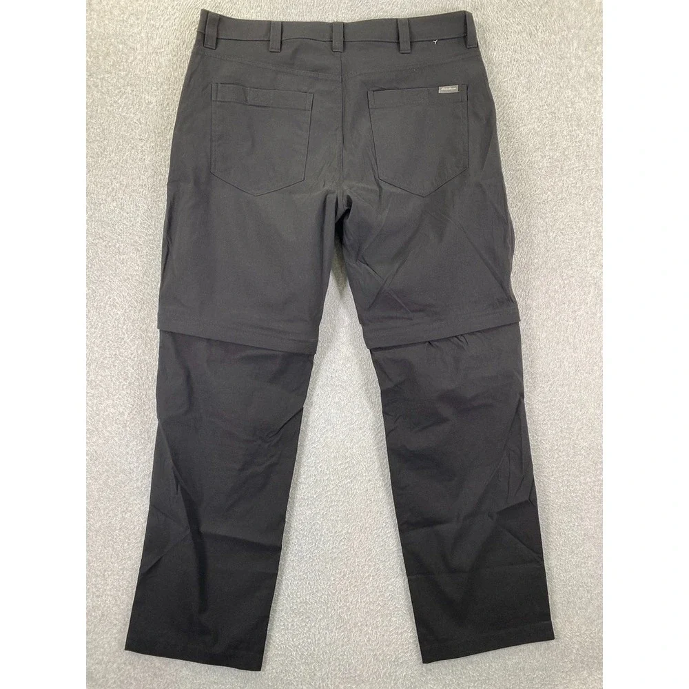 Eddie Bauer Convertible Tech Pant Mens 36x30 Black Hiking Outdoor Stretch Nylon